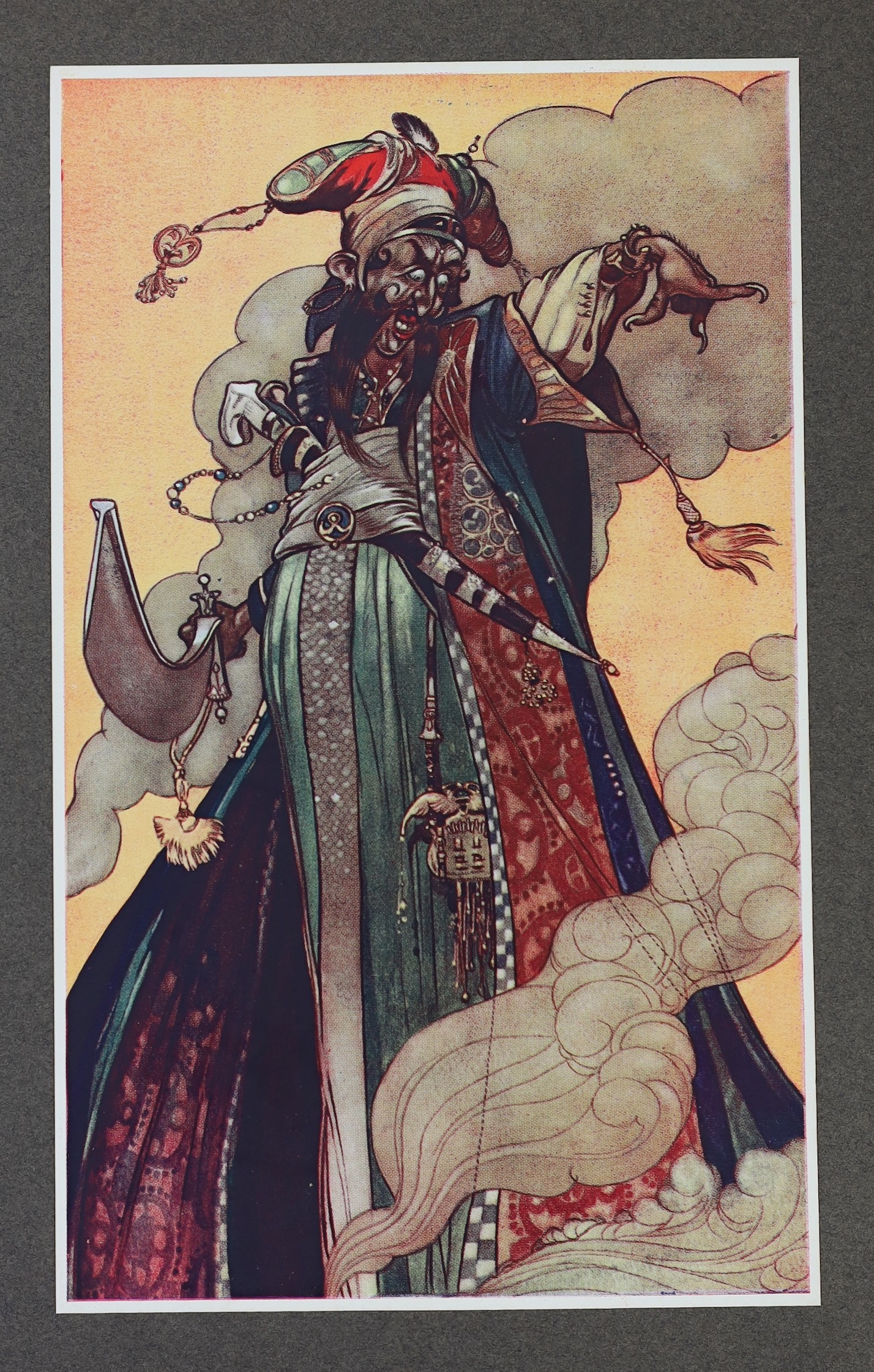 Arabian Nights - The Arabian Nights, illustrated with 20 colour plates by Rene Bull, 4to, pictorial cloth gilt, spine sunned and with small tears, Constable & Co., London, 1912